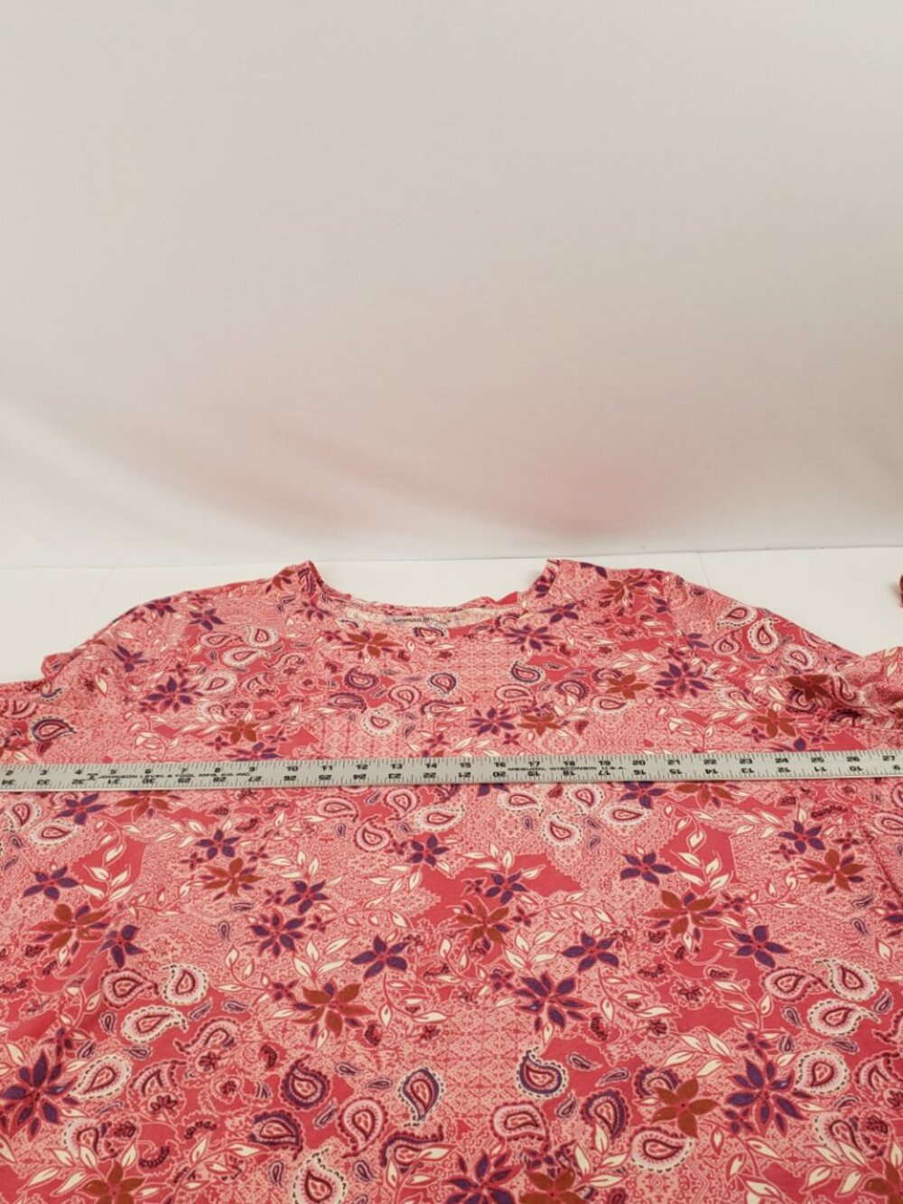 Woman Within 2X Pink Floral 3/4 Sleeve Paisley Top Blouse Womens Plus - Picture 8 of 13